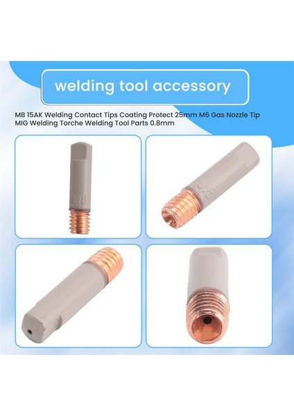 MB 15AK Kaynak Kontak Uçları Kaplama 25 mm M6 Gaz Nozul Tip Mig Kaynak Torche Kaynak Aracı Parçaları 0 8mm (Yurt Dışından) fırsatları