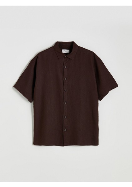 Yeni Sezon Regular Fit Kısa Kollu %100 Keten Erkek Gömlek indirimleri