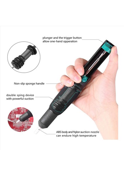 Çift Halka Desoldering Emme Pompası Plastik Güçlü Lehim Emme Vakum Desolder Ekstra 10 Nozul (Yurt Dışından) fırsatları
