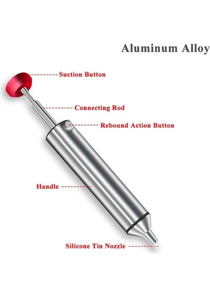 Alüminyum Metal Profesyonel Desoldering Pompası Lehim Lehim Çıkarma Aracı Silikon Nozul ile Vakum Emme (Yurt Dışından) modelleri