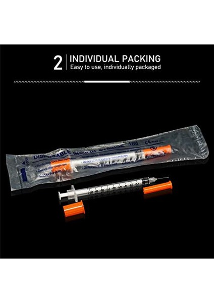 Iğne ile Insnlin Şırıngası 30G 1ml/cc 1/2 Inç (13MM) Ayrı Ayrı Mühürlenmiş 100 Paket (Yurt Dışından) fiyatları