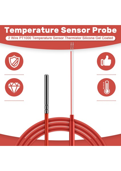 2 Tel PT1000 Sıcaklık Sensörü Termistör Silikon Jel Kaplamalı 1 5metre Prob 45MM x 5mm -50-180 Centigrad Rtds (Yurt Dışından) fırsatları