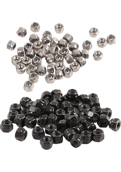 100PCS M2 Çinko Kaplı Kendi Kendine Kilitlenen Naylon Ek Altı Kilidi Fıstığı 50PCS Siyah ve 50PCS Gümüş (Yurt Dışından)