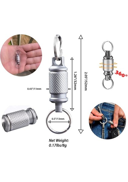 Titanyum Karabin ve Keyrings ile Hızlı Serbest Bırakma Anahtarı Seti - Gelişmiş Titanyum Döner Klips 360 Derece Rotasyon (Yurt Dışından) fiyatları