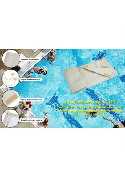 Yüzme Havuzu Güneş Makarası Kapağı Su Geçirmez Havuz Güneş Battaniye Makarası Havuzlar Için Kavuzlu Makara 18 &#39 Geniş Kremalı Beyaz (Yurt Dışından)