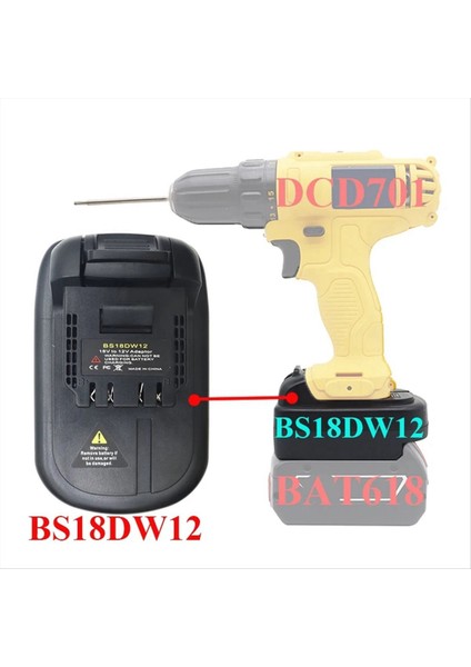Dewalt 12V 10 8V Aracı Için Bosch 18V Li-Ion Pil Için BS18DW12 Adaptör Dönüştürücü (Yurt Dışından) fiyatları
