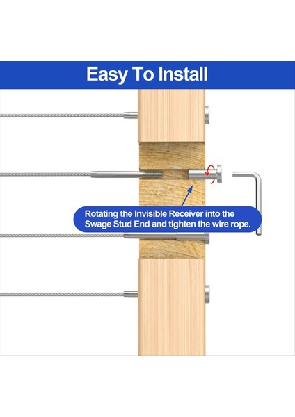 50 Paket Görünmez Kablo Korkuluk Kiti 1/8in Kablo Korkuluk Gerginliği 2X2IN Ahşap/metal Direkler Için Görünmez Alıcı (Yurt Dışından) modelleri