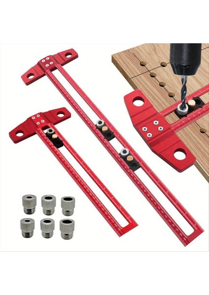 Ağaç Işleme 2-In1 Sondaj Konumlandırma Puanlama Cetveli Scribring T Işaretleme T Kare Doweling Jig ile 6/8/10MM Matkap Kılıfı B (Yurt Dışından) modelleri
