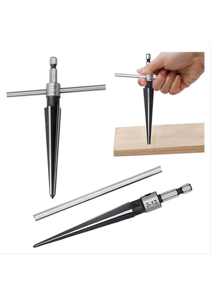 Köprü Pim Deliği Reamer 3-13MM (1/8-1/2inch) ve 5-16MM (1/2-5/8 Inç) T Tutma Konik Rayba Seti Pim Deliği Sapı Konik Raybalar (Yurt Dışından)