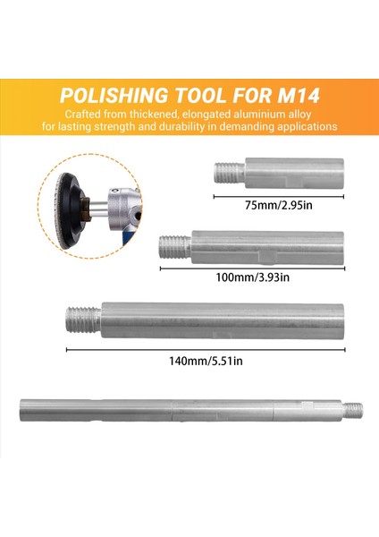 3pcs M14 Uzatma Çubuk Mil Parlatma Aracı M14 Iplik Su Öğütücü 125 Açı Tarmın (Yurt Dışından) indirimleri