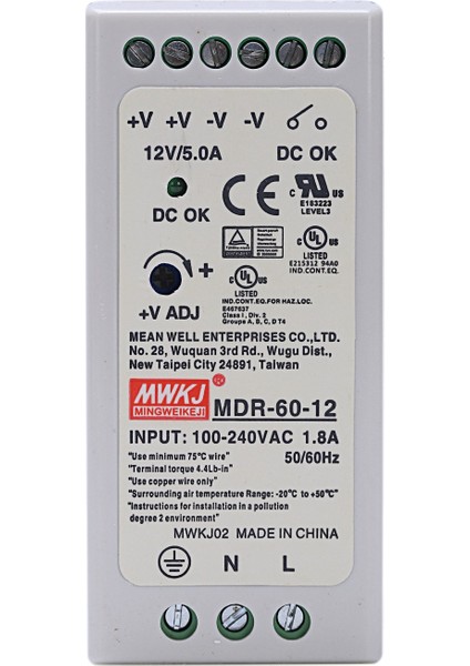 2x Mdr-60 12V/5V 60W Dın Demiryolu Güç Kaynağı Ac-Dc Sürücü Voltaj Regülatörü Güç Suply 110V 220V (Yurt Dışından) fırsatları