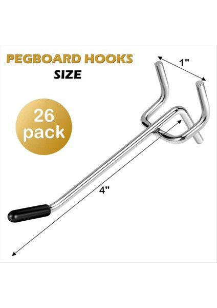 Pegboard Kancaları 26 Paket 4 Inç Asma Için Peg Tahtası Kancaları Garaj Için 1/4inch Peg Tahtası Organizatör Aksesuarları (Yurt Dışından) fiyatları