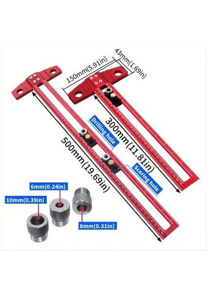 Ahşap Işleme 2-1 Arada Sondaj Konumlandırma Puanlama Cetveli Scribribe T Square Dowelling Jig ile 6/8/10MM Matkap Kılıfı 30CM (Yurt Dışından) modelleri