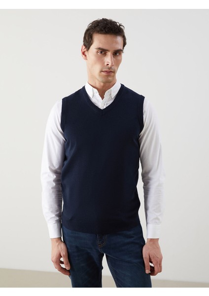 Yeni Sezon V Yaka Erkek Triko Yelek