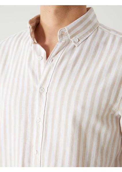 Yeni Sezon Regular Fit Uzun Kollu Çizgili Poplin Erkek Gömlek modelleri