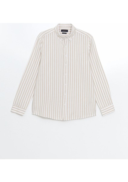 Yeni Sezon Regular Fit Uzun Kollu Çizgili Poplin Erkek Gömlek indirimleri