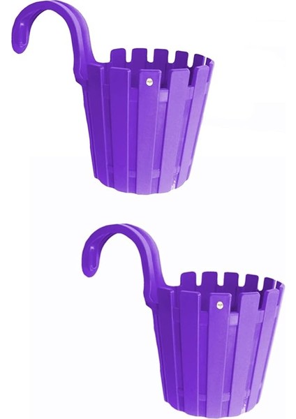 Mor Akasya Askılı Duvar Balkon Saksı 2 Adet, Askılı 2'li Mor Balkon Saksısı