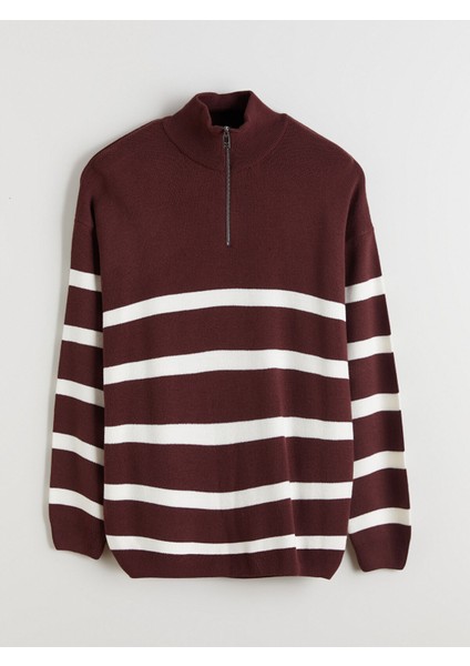Yeni Sezon Dik Yaka Uzun Kollu Çizgili Erkek Triko Kazak indirimleri