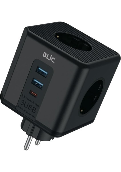 Akım Korumalı Priz Kablosuz 3'lü Priz Soketi, 3x USB Girişi, 1x Type-C Girişi Priz Çoğaltıcı Kompakt Tasarım fiyatları