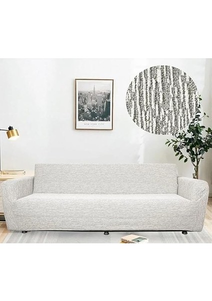 Jakar Desenli Koltuk Örtüsü Takımı, 3+ 3 +1 +1 Kanepe ve Koltuk Örtüsü, Lastikli, Taş Gri fiyatları