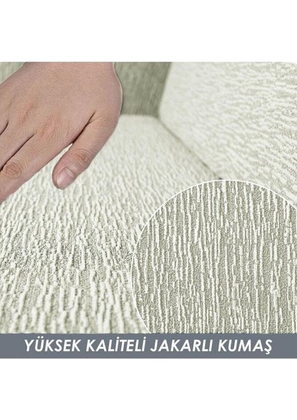 Jakar Desenli Koltuk Örtüsü Takımı, 3+ 3 +1 +1 Kanepe ve Koltuk Örtüsü, Lastikli, Taş Gri fırsatları