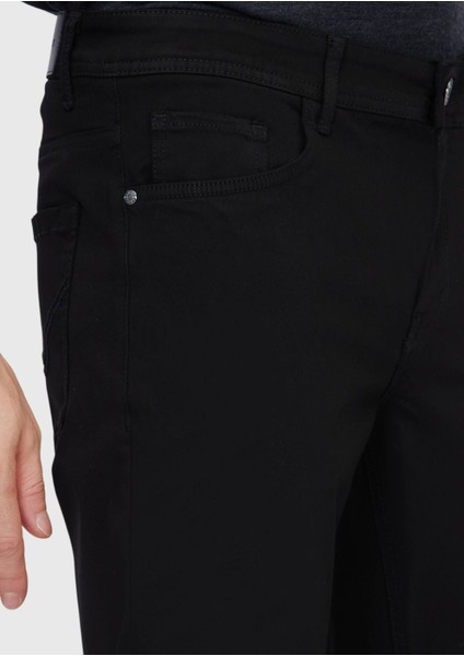 Siyah Düz Dokuma Slim Fit Casual Pamuk Karışımlı Pantolon modelleri