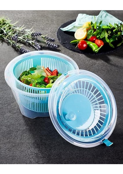 Salata Kurutucu, Sebze Yeşillik Marul Yıkama ve Kurutma Kabı Leğen Şeklinde Çevirmeli (Soluk Su Yeşili) fiyatları