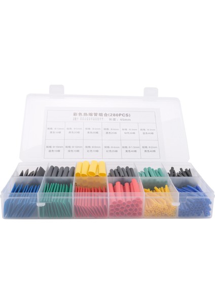280 Pcs Isı Büzülme Tüpü 2: 1 Tel Kullanım Elektrik Tel Kablo Kablo Salmı Çıkarılı Yalıtılık Iyi Kullanım Termal 5 Renk Plastik Kutuda 8 Boyut (Yurt Dışından) modelleri