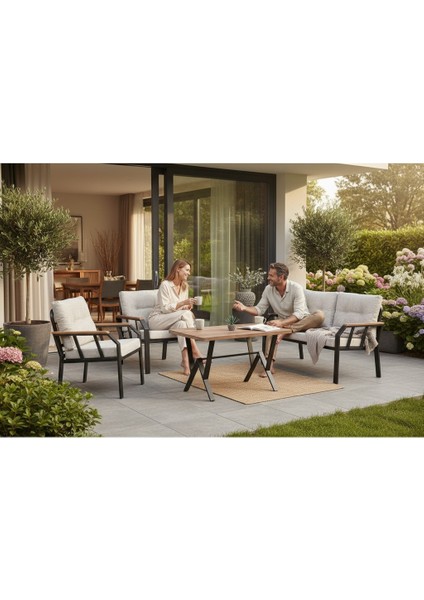 NERGİZ 2+1+1+MASA(70X120) BAHÇE BALKON MUTFAK TAKIMI,KREM