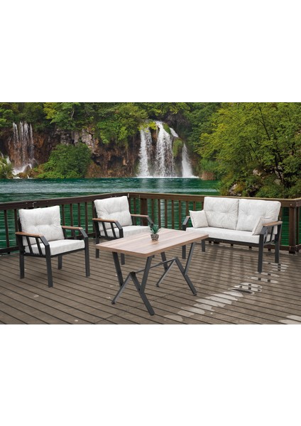 NERGİZ 2+1+1+MASA(70X120) BAHÇE BALKON MUTFAK TAKIMI,KREM fiyatları