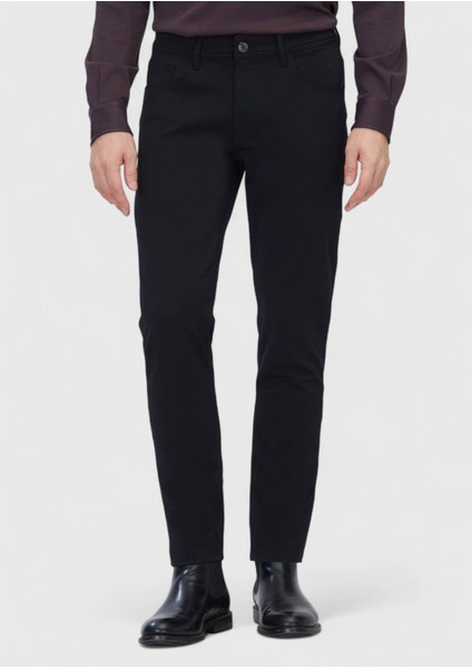 Siyah Düz Örme Slim Fit Casual Pantolon fiyatları