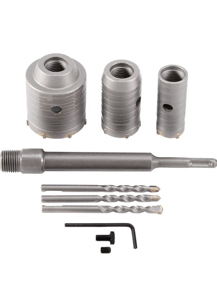 Beton Delik Testere Kitleri Sds Plus Duvar Deliği Kesici Çimento Matkap Bit Setleri (30, 40, 60MM), 220MM Bağlantı Çubuğu ile (Yurt Dışından)