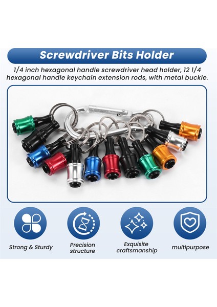 12PCS 1/4inch Hex Shank Tornavida Bitleri Tutucu Uzantı Çubuğu Anahtarlık Vida Adaptör Matkap Bitleri Tutucu (6 Renk) (Yurt Dışından) indirimleri
