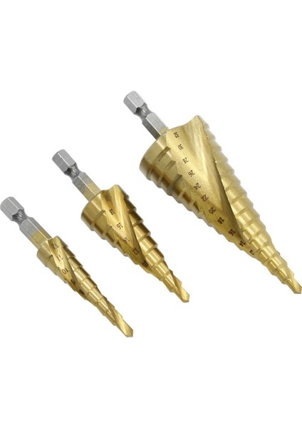 Spiral Basamaklı Matkap Altıgen Kolu 4 Adet Altıgen Kademeli Matkap Delme Elbisesi Plastik ve Metal Plakalar Için Uygundur. (Yurt Dışından) indirimleri