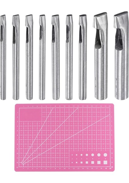 9 Adet Deri Oval Delik Yumruk Paslanmaz Çelik A5 Kesim Mat Pvc Dikdörtgen Deliği Yumruk Yumruk Aracı (Yurt Dışından)