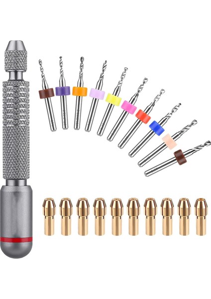 El Matkap Bitleri Seti - 10 Pcs Metal Mini Pin Vise El Matkap Bitleri ve 10 Pcs Mücevher Yapma Oyma (Yurt Dışından)