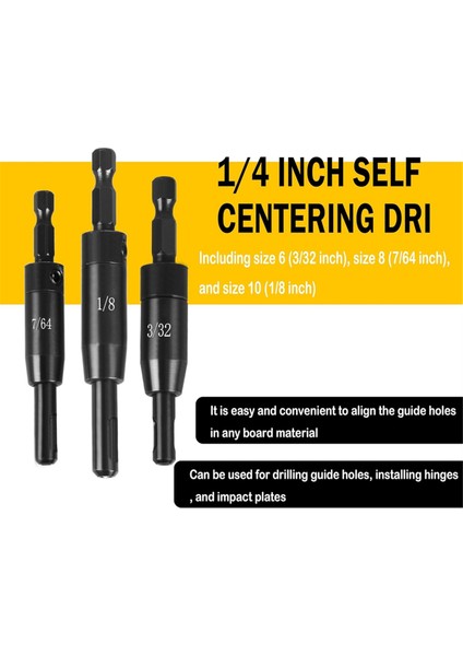 Bosch Için Benlik Merkezli Matkap Ucu, 3/32 Inç, 7/64 Inç, 1/8 Inç Bit Tutucu Merkezi Bulma Matkap Ucu (Yurt Dışından) modelleri
