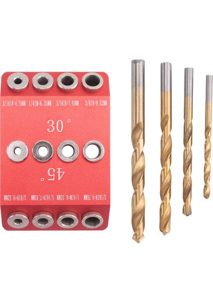 30/45/90 ° Açılı Matkap Deliği Kılavuzu Açılı ve Düz Delik Için Jig, Kablo Korkuluk Gecikme Vidalı Sondaj Şablonu, 4 Matkap Biti (Yurt Dışından)