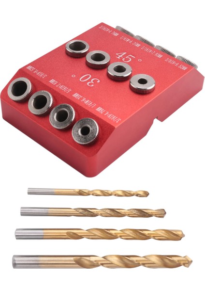 30/45/90 ° Açılı Matkap Deliği Kılavuzu Açılı ve Düz Delik Için Jig, Kablo Korkuluk Gecikme Vidalı Sondaj Şablonu, 4 Matkap Biti (Yurt Dışından) fiyatları