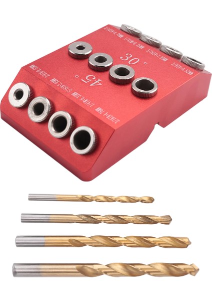30/45/90 ° Açılı Matkap Deliği Kılavuzu Açılı ve Düz Delik Için Jig, Kablo Korkuluk Gecikme Vidalı Sondaj Şablonu, 4 Matkap Biti (Yurt Dışından) modelleri