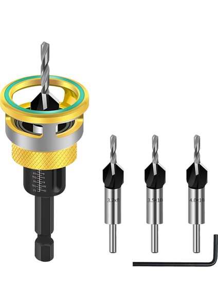 6 Parçalı Counkink Matkap Bit Seti, Bir Adımda Ön Dökülme ve Karşı Karşılıklı, Derinlik Durağı, 1/4 Inç Hex Shank (Yurt Dışından)