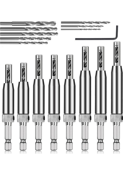 16PCS Kendi Kendini Merkezleme Matkap Bit Seti, 1/4 Inç Hex Shank Kendinden Merkezleme Menteşe Çekirdek Matkap Bit Pencere Kapısı Menteşe (Yurt Dışından)