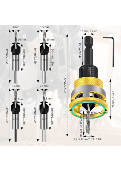 6 Parçalı Counkink Matkap Bit Seti, Bir Adımda Ön Dökülme ve Karşı Karşılıklı, Derinlik Durağı, 1/4 Inç Hex Shank (Yurt Dışından) indirimleri
