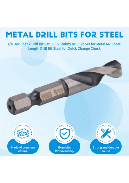 1/4 Hex Shank Matkap Bit Seti 5 Pcs Metal M2 Kısa Uzunluk Matkap Bit Çelik Için Set Hızlı Değişim Için Chuck (Yurt Dışından) fırsatları
