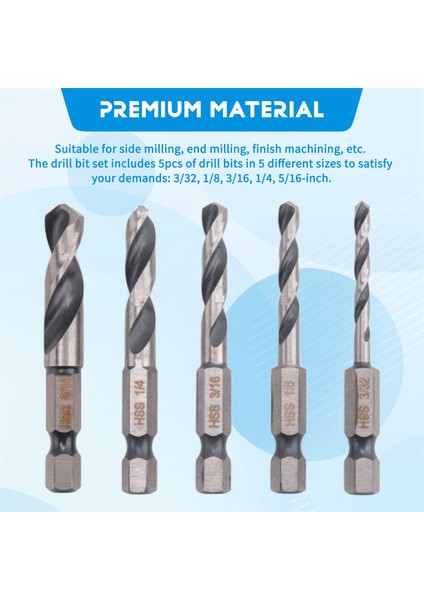 1/4 Hex Shank Matkap Bit Seti 5 Pcs Metal M2 Kısa Uzunluk Matkap Bit Çelik Için Set Hızlı Değişim Için Chuck (Yurt Dışından) indirimleri