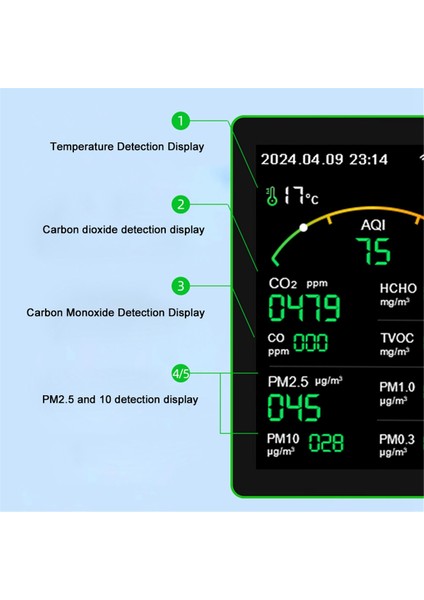 Tuya Wifi 15 In 1 Hava Kalitesi Dedektörü Ev Taşınabilir Aqı Pm0.3 Pm1.0 Pm2.5 PM10 Co2 Co2 Tvoc Hcho Test Cihazı With Mount, A (Yurt Dışından) modelleri