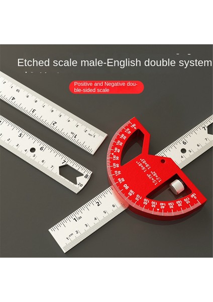 Çok Fonksiyonlu Açı Hükümdar 45/90 Derece Yarı Dairesel Ölçüm Alüminyum Alaşım Hareketli Açı Cetvel Açısı Bulucu 12INCH (Yurt Dışından) fiyatları