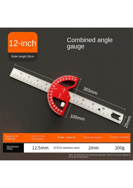 Çok Fonksiyonlu Açı Hükümdar 45/90 Derece Yarı Dairesel Ölçüm Alüminyum Alaşım Hareketli Açı Cetvel Açısı Bulucu 12INCH (Yurt Dışından) indirimleri
