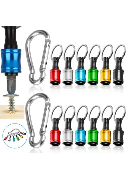 12PCS 1/4 Inç Hex Shank Tornavida Bit Tutucuları, Keychain Uzatma Çubuğu, Taşınabilir Hızlı Değişim Bit Tutucu Seti (Yurt Dışından)