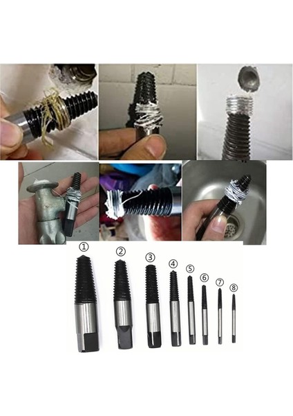 8 Adet Vidalı Çıkarıcı Seti, Hasarlı Vida Kırık Çıkarıcı Kiti, Cıvatalı Su Borusu Kaldırma Alet Seti (Yurt Dışından) fiyatları